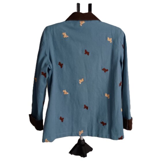 Dancing Dog Designs Blue Barn Coat Brown Corduroy Collar Cuffs Women's S - Picture 3 of 16